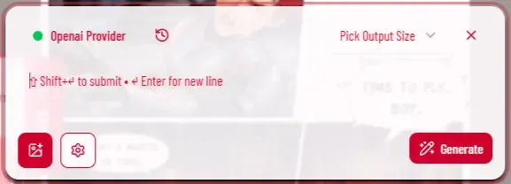 Prompt area header showing connection status and size selector